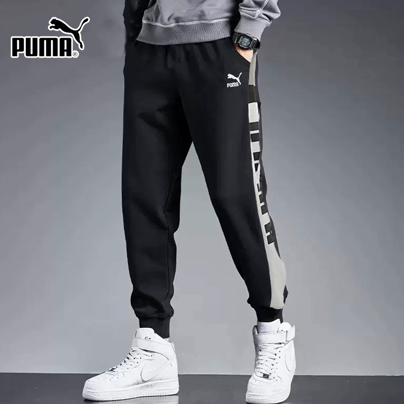 PUMA彪马休闲裤男2025夏季新款黑色宽松卫裤运动裤束脚长裤5