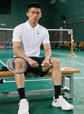 Nike耐克男装夏季运动服速干透气网球休闲翻领白色POLO短袖上衣男