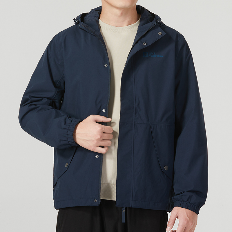 狼爪连帽防风衣夹克男2025春季新款运动服藏青色休闲外套5121