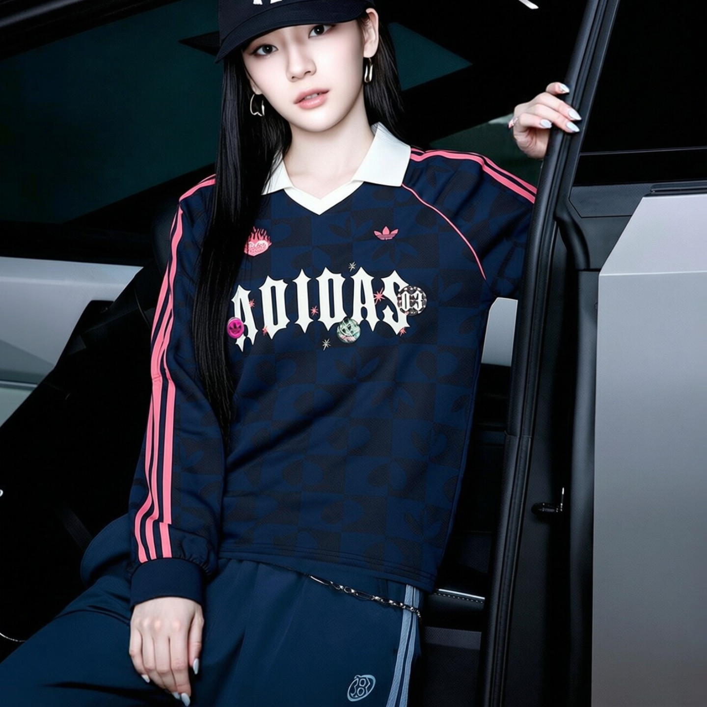 adidas阿迪达斯三叶草情人节款翻领POLO衫2026春女长袖上衣KY2020