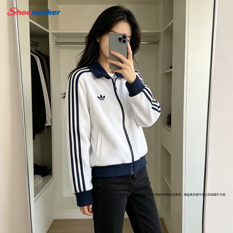 阿迪达斯三叶草女针织夹克外套图片