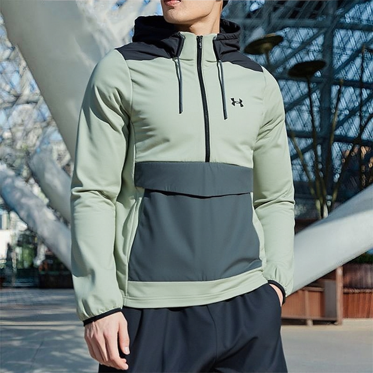 安德玛正品男装 25冬季新款运动服时尚潮流卫衣舒适户外套头衫