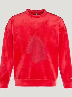 Adidas阿迪达斯红色马年新年款卫衣加绒保暖本命年上衣男KE4069