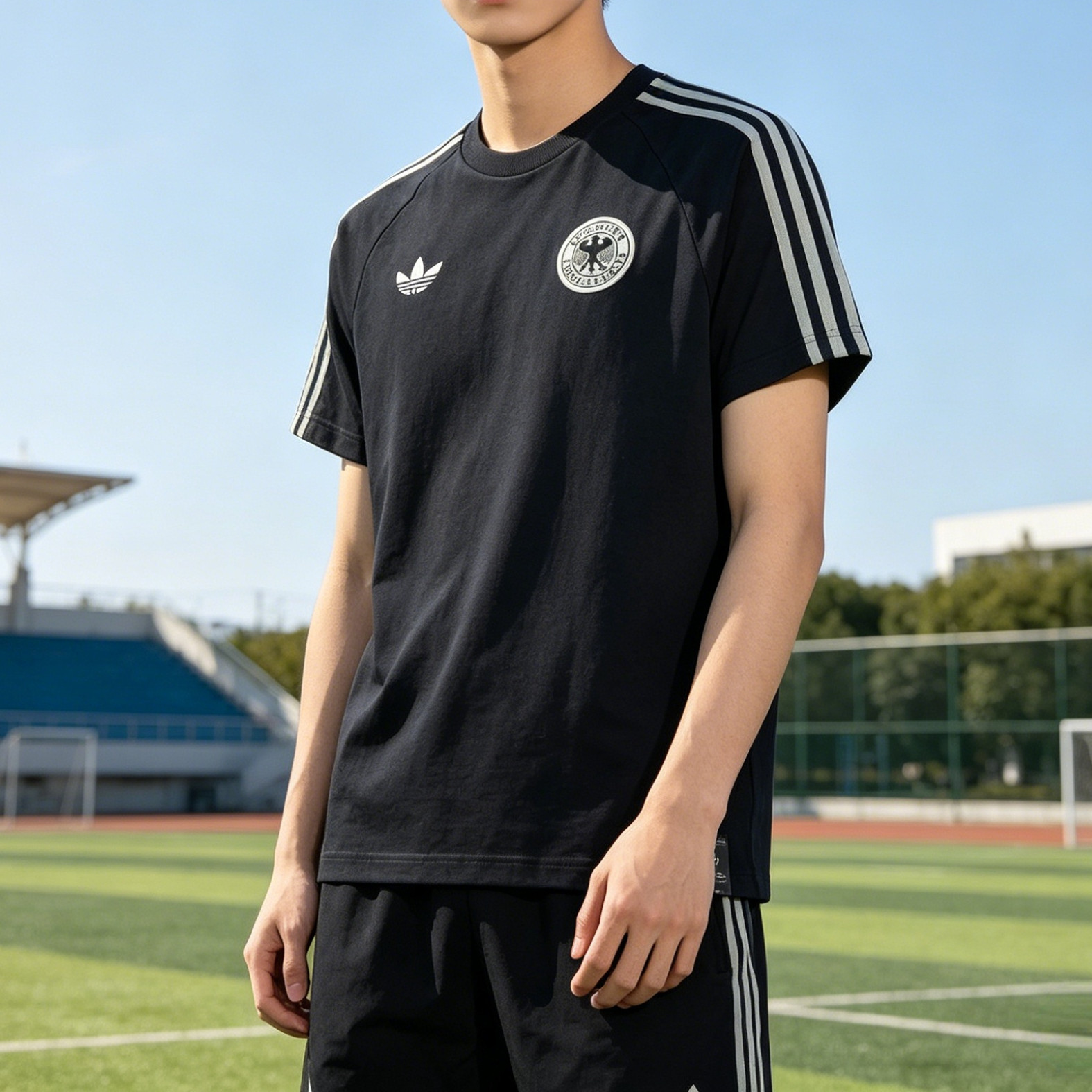 adidas阿迪达斯德国队球衣男装夏季新款足球上衣圆领半袖短袖T