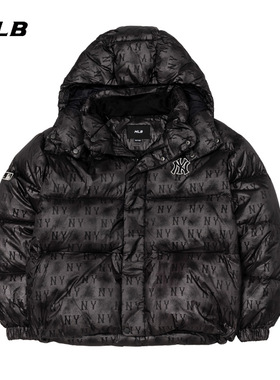 MLB老花NY黑色羽绒服2025冬季新款儿童保暖运动服面包服7ADJM0256