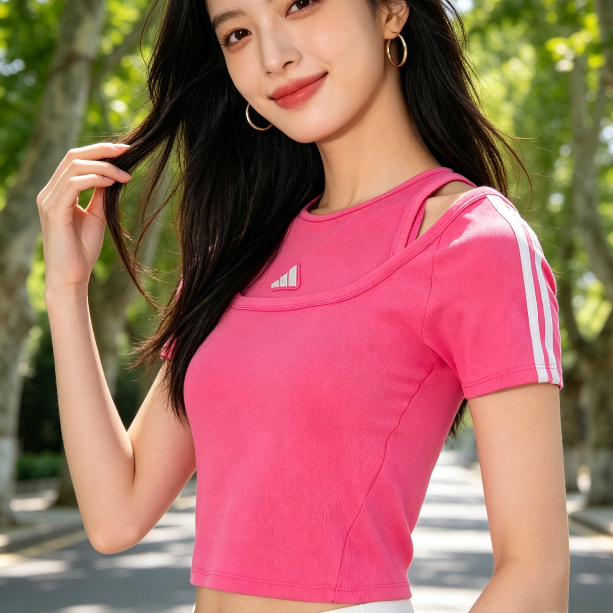 阿迪达斯短款舞蹈T恤女装2026新款修身短袖休闲运动服半袖