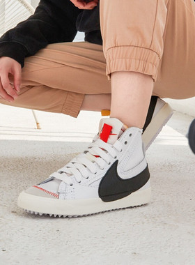 耐克开拓者高帮板鞋女鞋2023新款白色皮质休闲运动鞋DQ1471-100