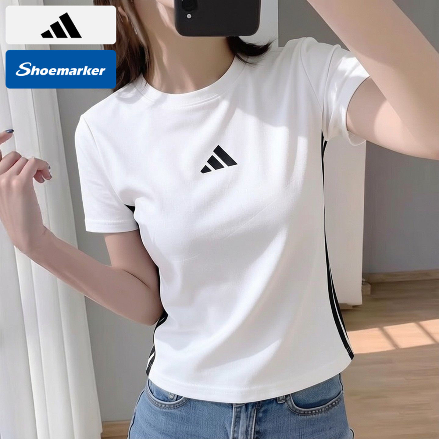 Adidas阿迪达斯官方正品女装2026新款运动服短袖圆领T恤休闲半袖