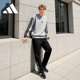 Adidas阿迪达斯正品加绒套装男款2025秋冬款保暖卫衣长裤两件套