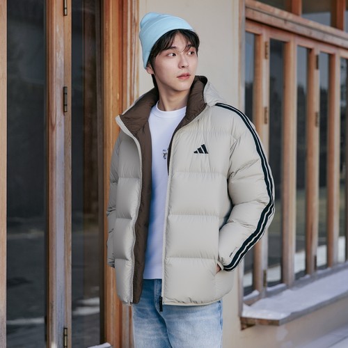 阿迪达斯双面穿羽绒服外套男25冬季新款休闲面包服加厚保暖运动服