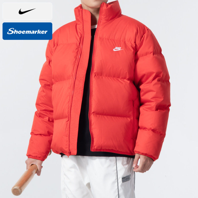 耐克红色面包羽绒服男女装春秋新年款宽松情侣棉羽外套夹克FZ5029