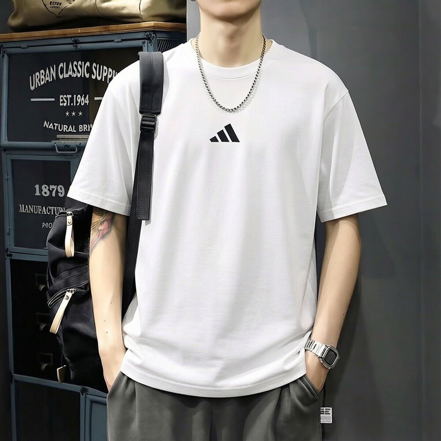 阿迪达斯短袖纯棉男装T恤2026新款夏季吸汗透气圆领运动服JE902