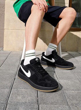 耐克NIKE官方正品男鞋透气运动鞋翻毛皮低帮板鞋黑色复古休闲鞋男