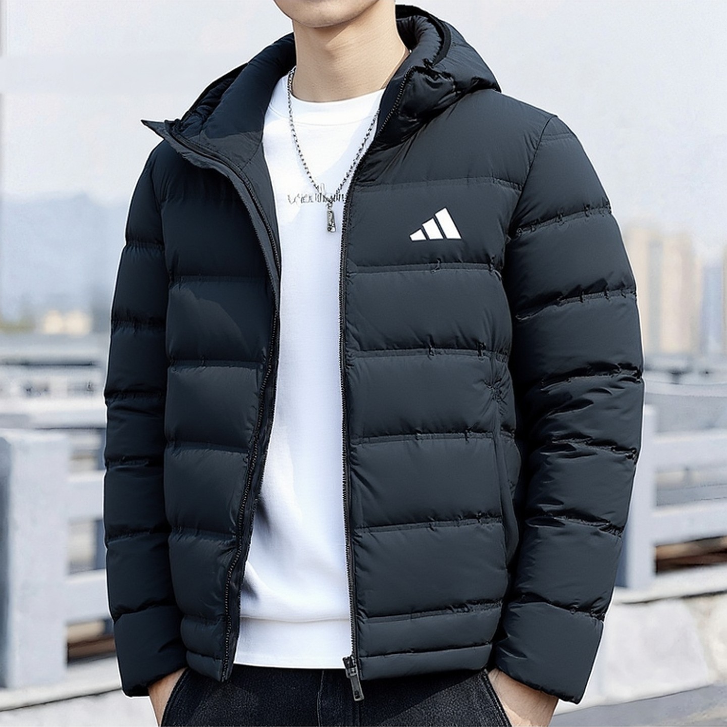 adidas阿迪达斯羽绒服男上衣新款连帽日常舒适休闲保暖外套KH3993