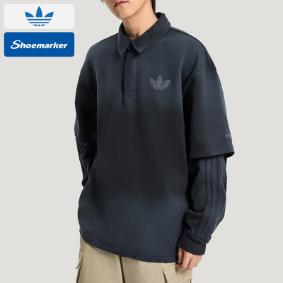 阿迪达斯三叶草男装2026春季新款运动休闲时尚假两件POLO衫KR5053