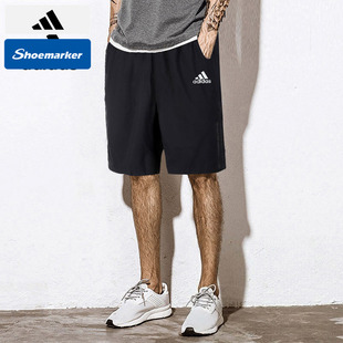 休闲裤 阿迪达斯黑色梭织短裤 速干宽松五分裤 跑步运动裤 男秋季 新款