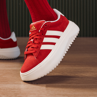 Adidas阿迪达斯官方女鞋2026马年新年款红色厚底板鞋休闲鞋KJ2065