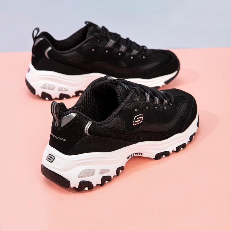 斯凯奇官方旗舰女鞋秋冬新款运动鞋跑步鞋复古增高老爹鞋熊猫鞋