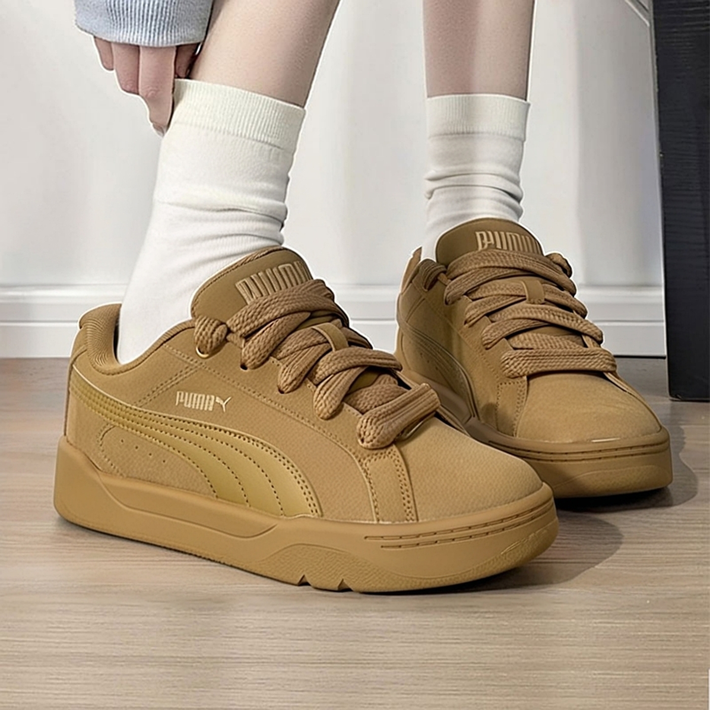 PUMA彪马板鞋男鞋女鞋冬季新款情侣面包鞋小麦色复古休闲鞋运动鞋