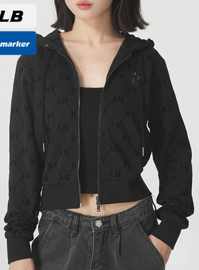 MLB官方NY黑色夹克针织女装2025冬季新款运动服休闲外套3FTRM0154