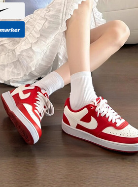 耐克女鞋2025红色新年款COURT 低帮透气时尚休闲运动鞋板鞋DH3158