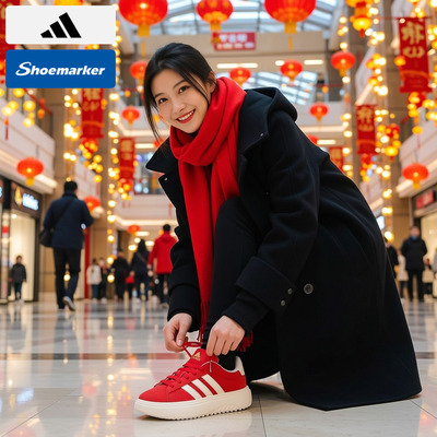 阿迪达斯官方正品女鞋新年款春季运动鞋板鞋厚底轻便休闲鞋KJ2065