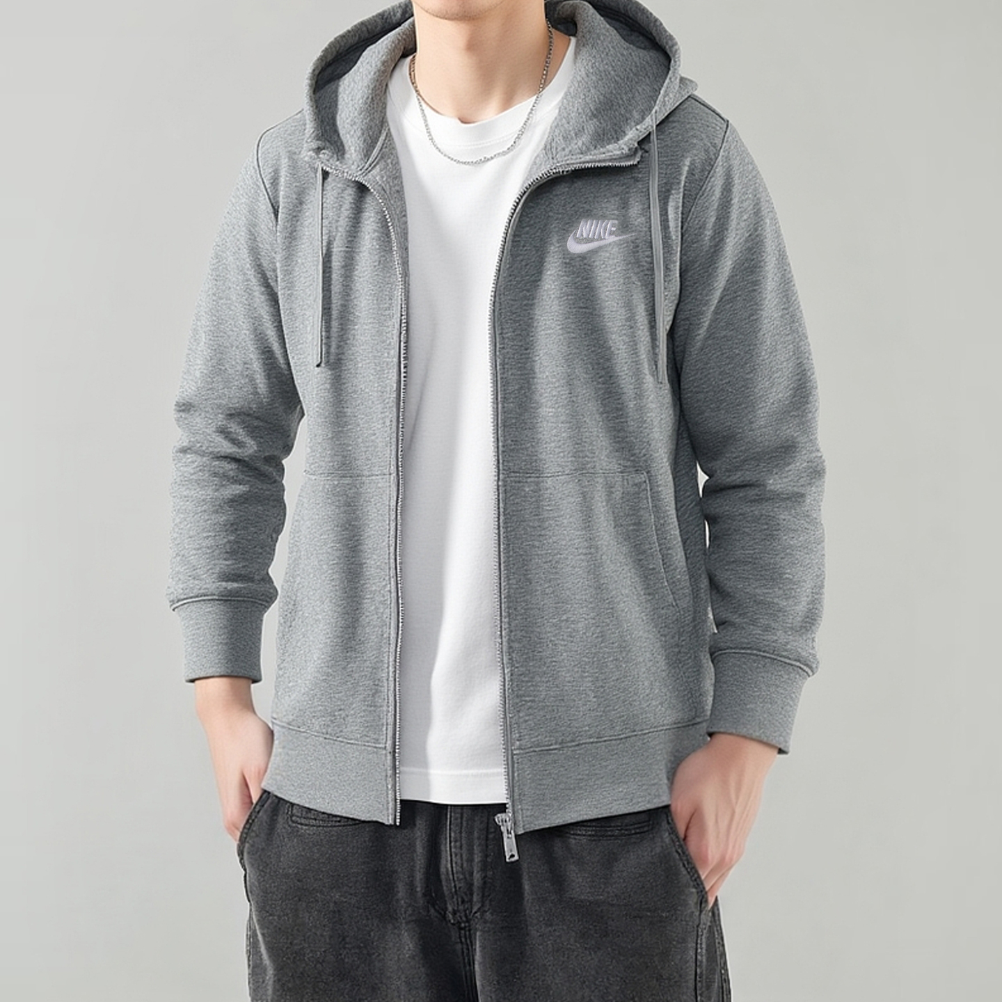 针织夹克外套，毛圈内里，柔软舒适