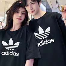 阿迪达斯三叶草新款男装女装情侣运动套装24夏上新款大码印花短袖