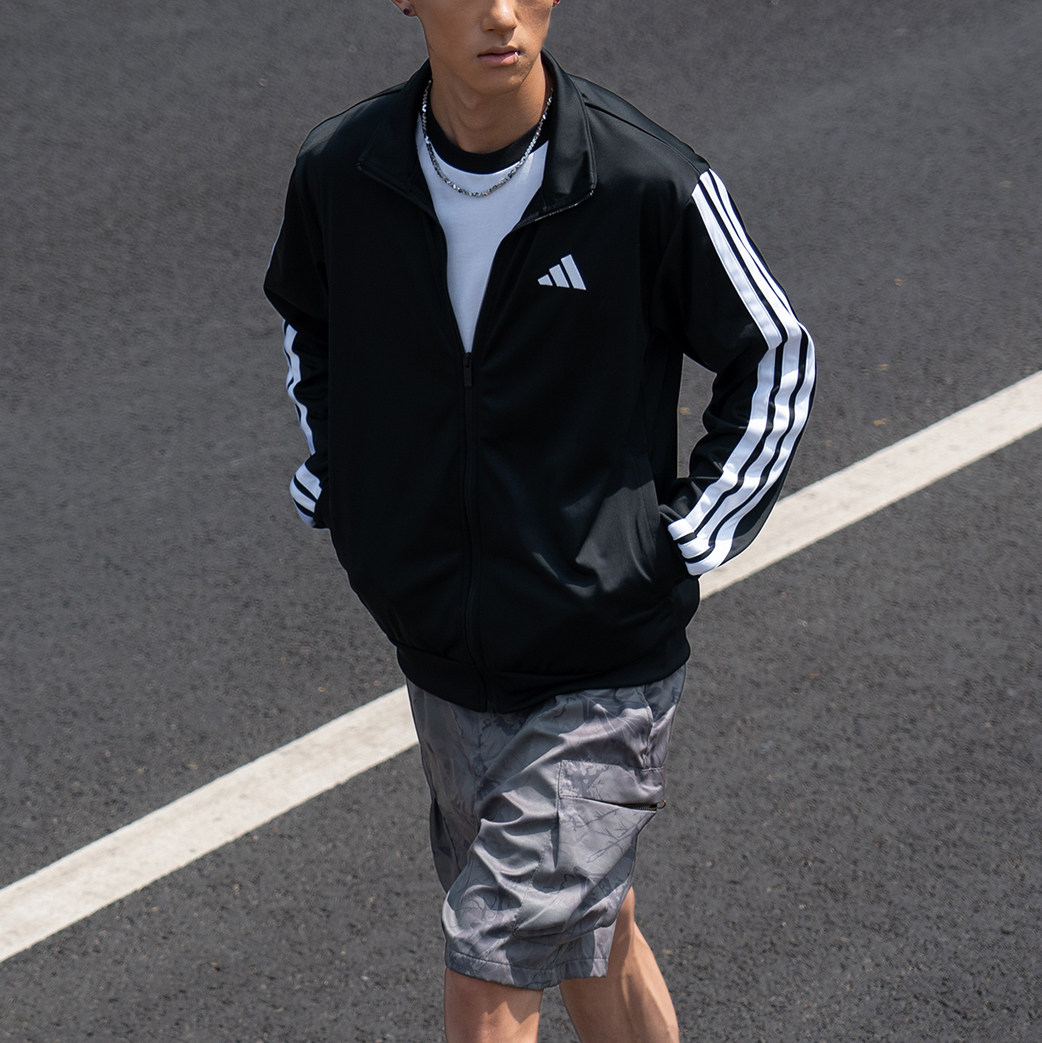 阿迪达斯男装夹克Adidas官方正品运动服针织上衣春秋款休闲外套