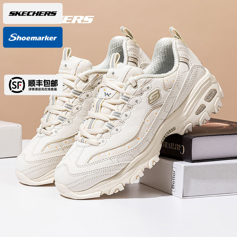 斯凯奇熊猫鞋女鞋春季新款轻便跑步鞋运动鞋厚底增高休闲鞋老爹鞋