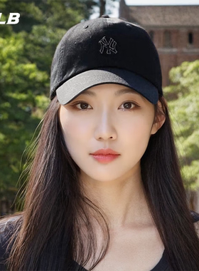 MLB官方NY鸭舌帽男女帽子2025新款遮阳运动帽黑色棒球帽3ACPB074N