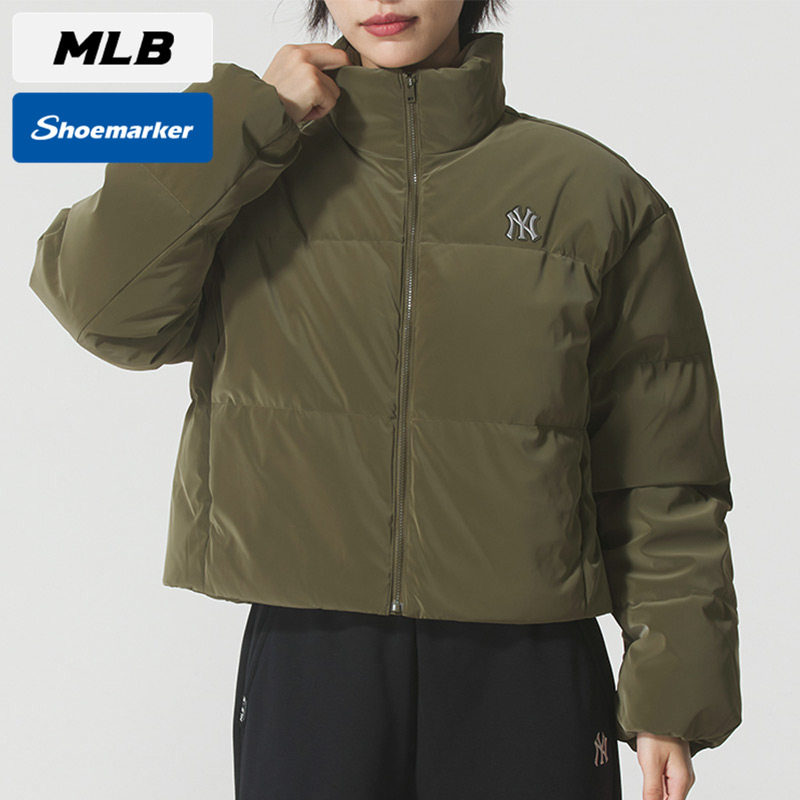 MLB官网女子短款羽绒服2025春季新款保暖运动军绿色外套3FDJB4056