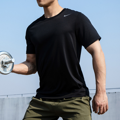Nike耐克官方训练快干T恤男士2025新款运动服透气黑色短袖IB8898
