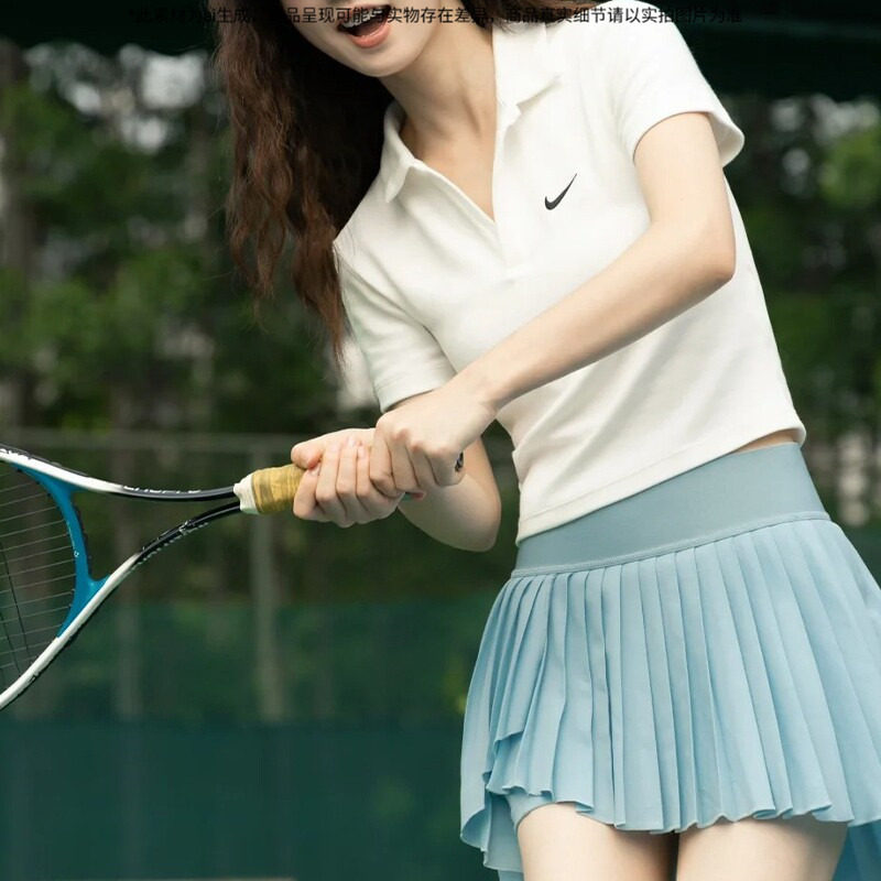 Nike耐克女款短袖T恤夏季新款运动网球服POLO衫短款羽毛球服上衣