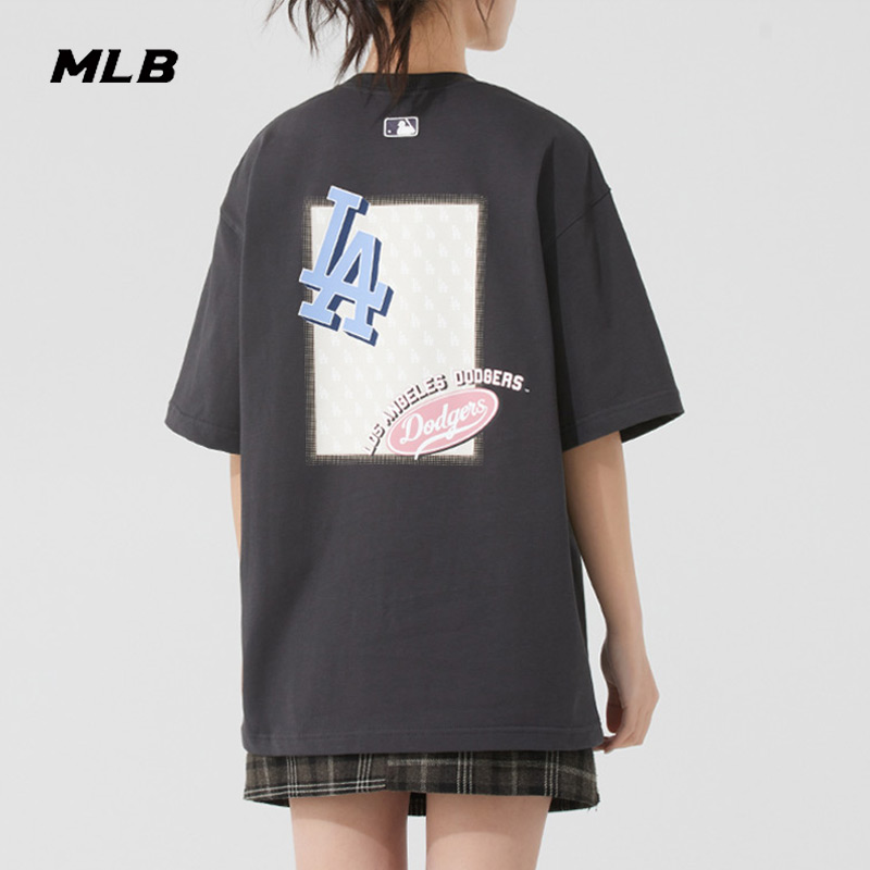 MLB官网老花短袖男女装2025冬季新款圆领运动服宽松T恤3ATSM2153