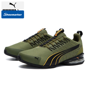 Puma彪马跑步鞋男鞋2026春季新款低帮缓震军绿色网面运动鞋379601