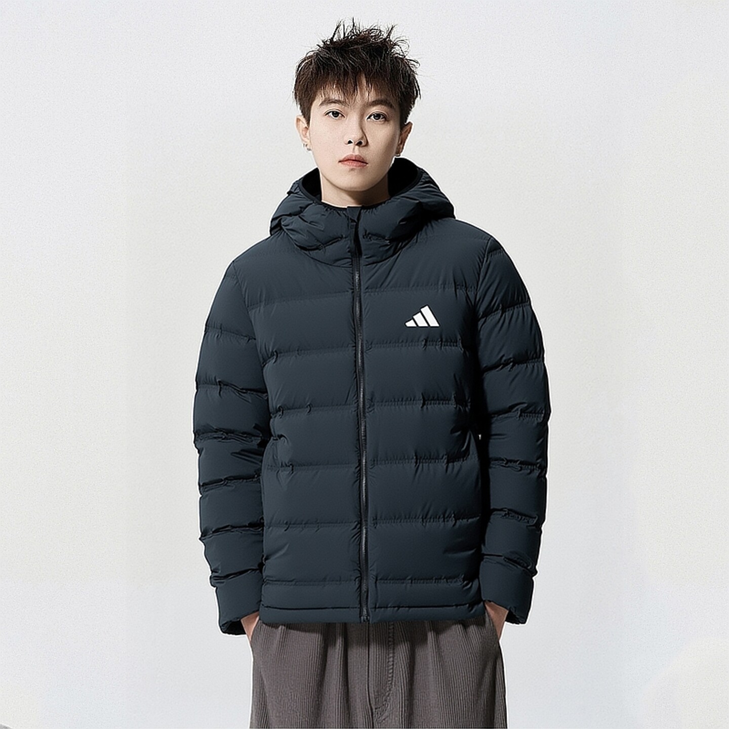 Adidas阿迪达斯高充绒量排骨羽绒服男款2025冬季新款保暖羽绒外套