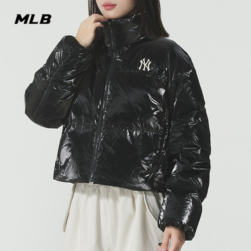 MLB官方NY黑色休闲羽绒服女装2025冬季新款运动服外套3FDJB0556