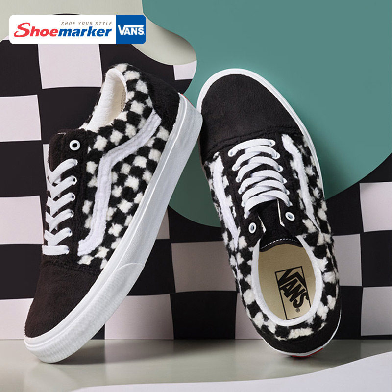 vans范斯old skool万斯女鞋黑白棋盘格板鞋摇粒绒运动鞋休闲鞋