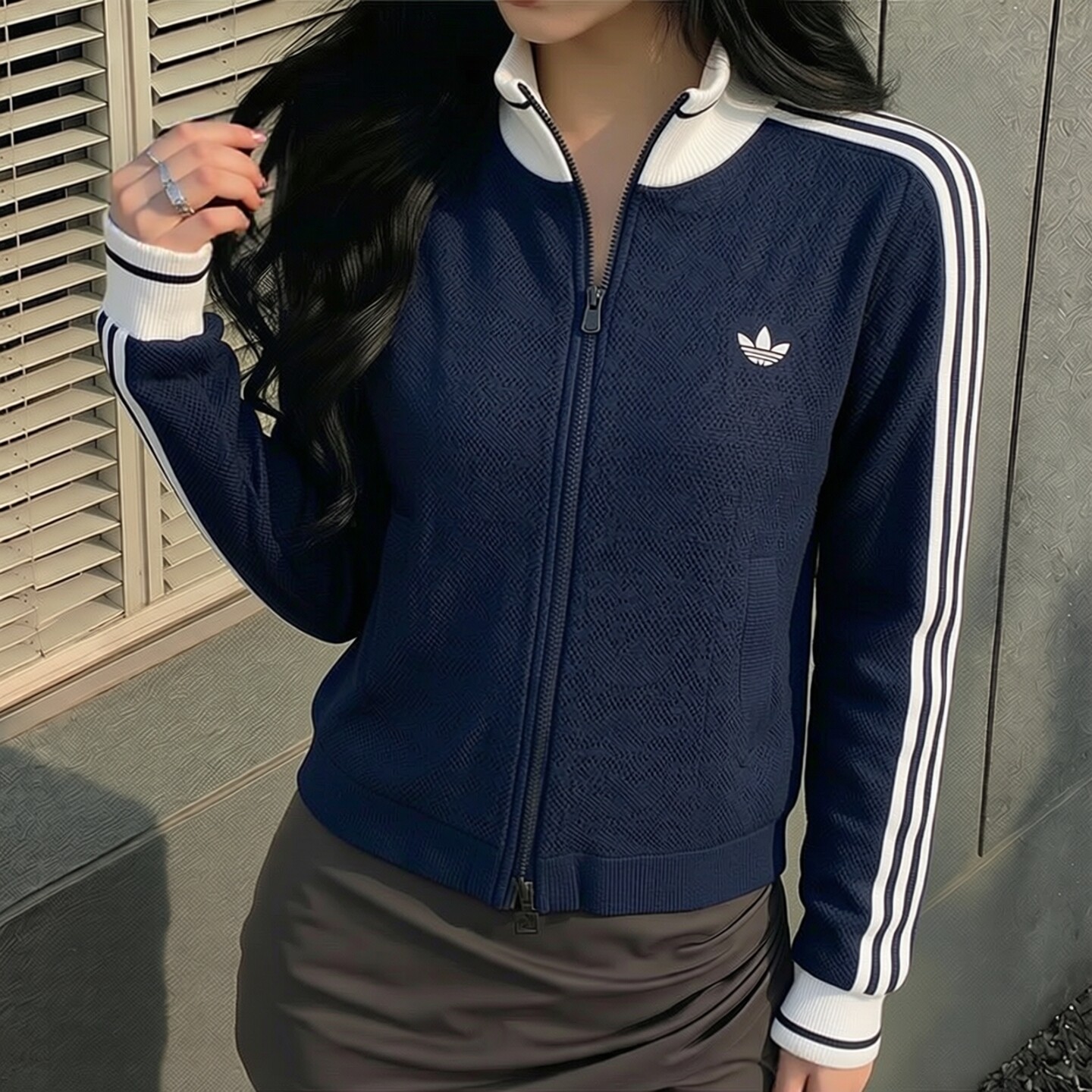 阿迪达斯女装运动服2026春秋款王欣瑜同款针织夹克休闲修身外套
