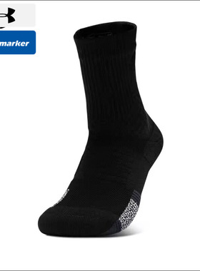 安德玛UA官方黑色袜子春季新款男袜女袜休闲透气中筒袜1376231