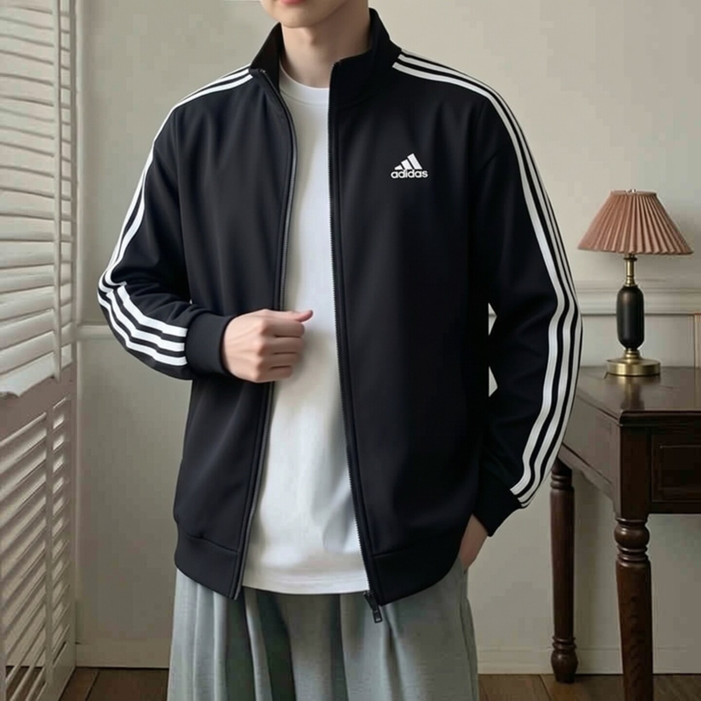 阿迪达斯外套男装2026秋季新款棒球服三条纹运动服立领夹克