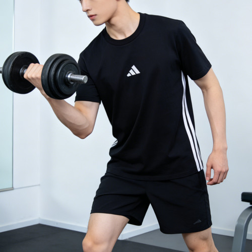 阿迪达斯三条纹短袖男装夏季新款