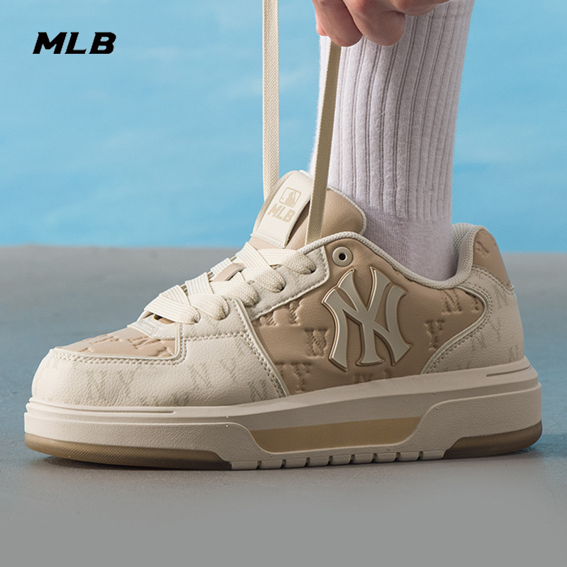 MLB官方情侣板鞋男女鞋2025冬季新款NY厚底学长鞋运动鞋3ASXM036N