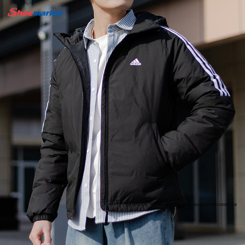 Adidas阿迪达斯羽绒服男秋冬新款保暖运动上衣女加厚情侣夹克外套