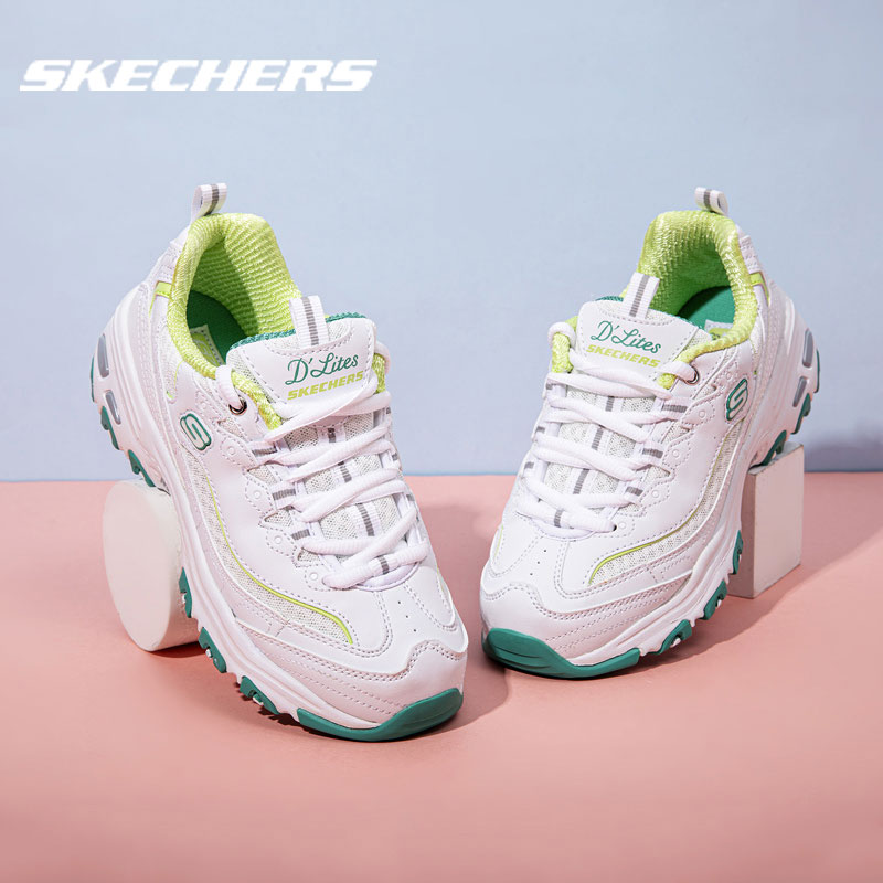 Skechers斯凯奇拼色小白熊老爹鞋女鞋运动透气舒适厚底增高熊猫鞋-封面