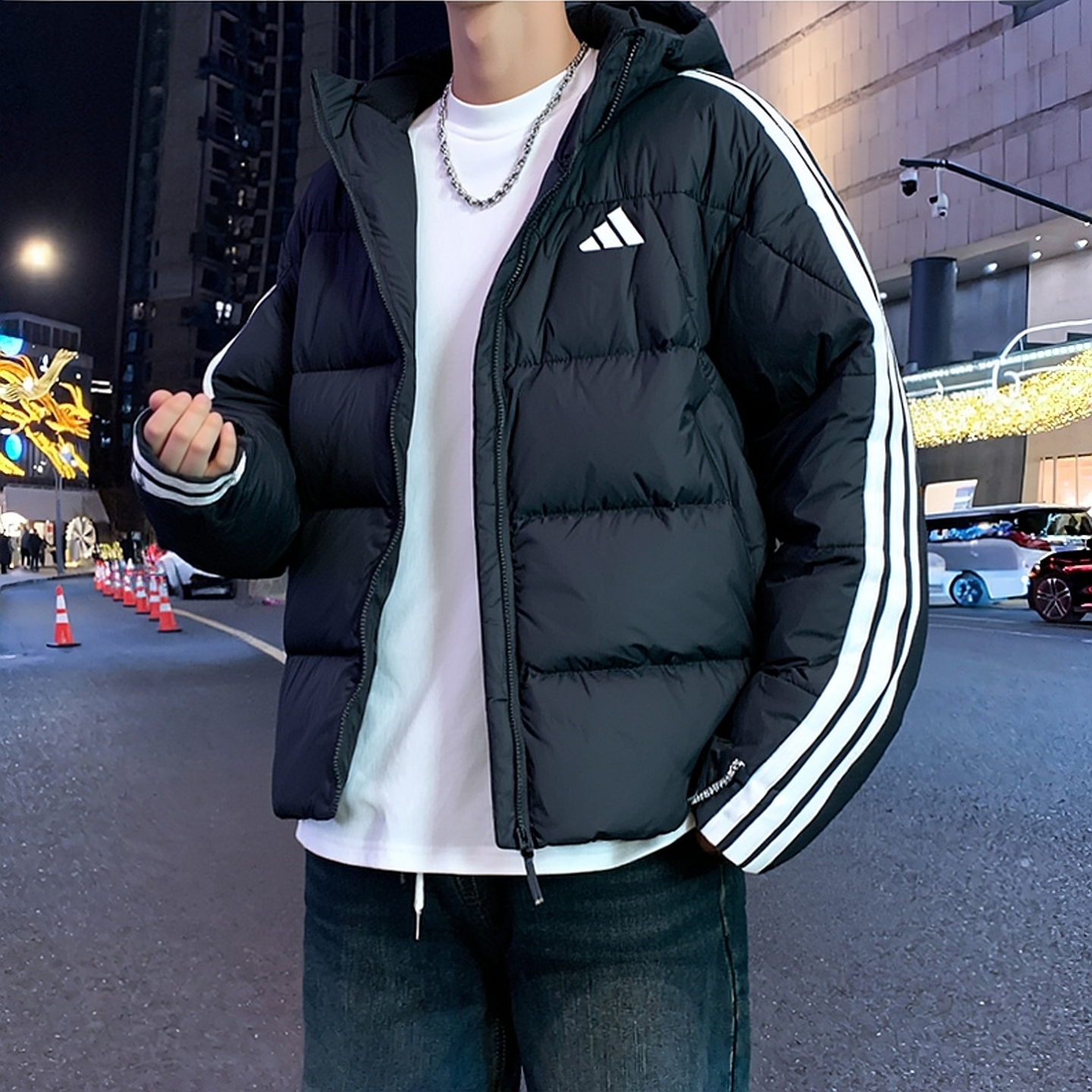 阿迪达斯羽绒服男装2025秋冬保暖羽绒加厚外套户外防风休闲运动服