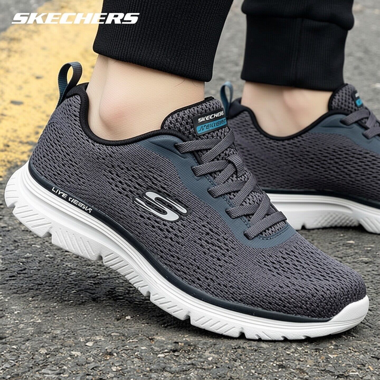 斯凯奇官方旗舰店男鞋春季新款运动鞋爸爸鞋网面透气休闲鞋跑步鞋