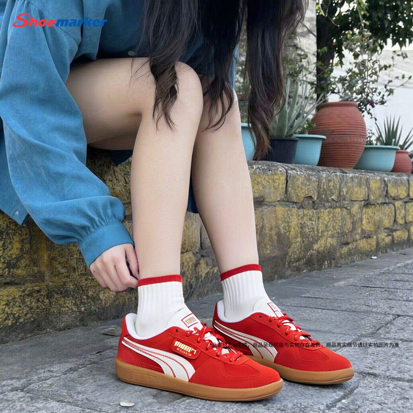PUMA彪马红色德训鞋情侣板鞋图片
