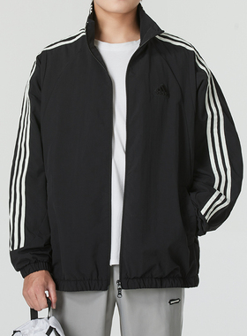 阿迪达斯2025春新款情侣防风夹克运动外套男女同款JI6646